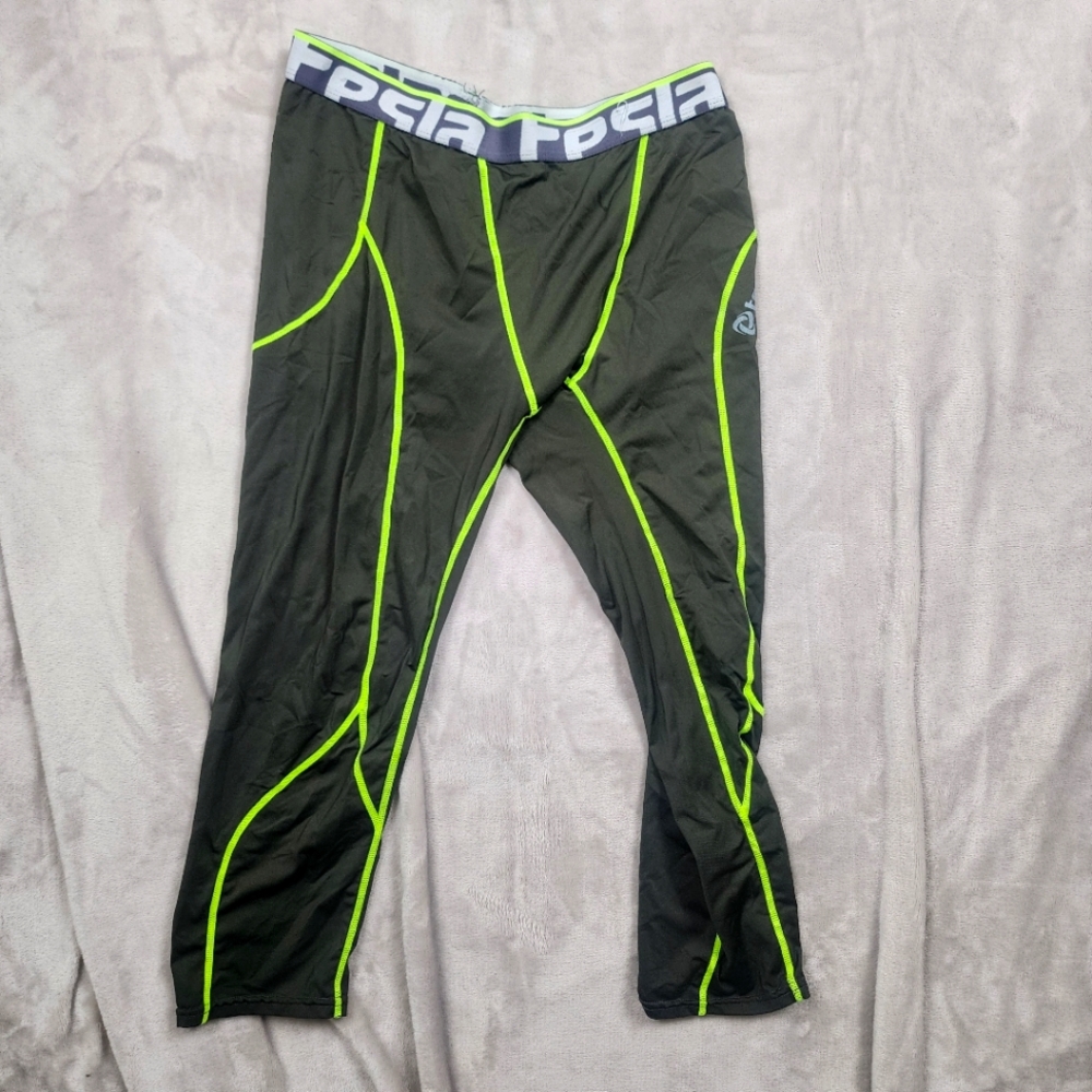 Tesla Green/Neon Yellow Compression Pants XL